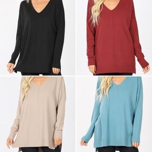 Zenana Turquoise V-Neck Sweater